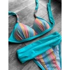 Kép 2/3 - Pyramid Corse türkiz csíkos bikini (C-D kosaras)