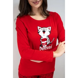 Muzzy Cat Coffee mintás hosszú női pizsama