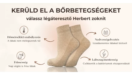 Kerüld el a bőrbetegségeket – Válassz légáteresztő Herbert zoknit